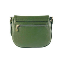 Charger l'image dans la galerie, RB1002E | Made in Italy Genuine Leather Shoulder Bag with Removable Leather Shoulder Strap and Shiny Gold Metal Buckle Attachments - Green Color - Size: 26 x 20 x 10 cm.-1