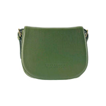 Charger l'image dans la galerie, RB1002E | Made in Italy Genuine Leather Shoulder Bag with Removable Leather Shoulder Strap and Shiny Gold Metal Buckle Attachments - Green Color - Size: 26 x 20 x 10 cm.-4