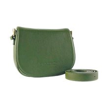 Charger l'image dans la galerie, RB1002E | Made in Italy Genuine Leather Shoulder Bag with Removable Leather Shoulder Strap and Shiny Gold Metal Buckle Attachments - Green Color - Size: 26 x 20 x 10 cm.-0
