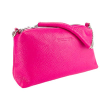 Charger l'image dans la galerie, RB1025BE | Women's Hand Bag with double zipper in Genuine Leather Made in Italy. Adjustable leather shoulder strap. Shiny Nickel hardware - Fuxia color - Dimensions: cm 26 x 14 x 9-1