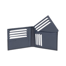 Charger l'image dans la galerie, RB12106D | Men's wallet in genuine full-grain leather, dollar/light grain. Blue color. RFID protection. Size when closed: 12.5 x 9.5 x 2 cm. Packaging: gift box bottom/cover-2