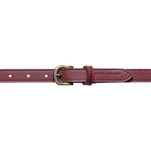 Charger l'image dans la galerie, RB4018X | Women's Belt Made in Italy in Soft Genuine Sauvage Leather. Polished Gold-finish buckle. Burgundy color. Dimensions: 115 x 2.0 x 0.5 cm (waistline 100 cm)-1