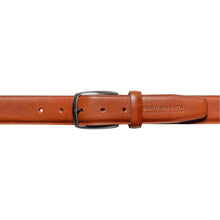 Charger l'image dans la galerie, RB4025S | Men's Belt Made in Italy in Genuine Vegetable-Tanned Leather. Satin Gunmetal Buckle. Cognac Color. Dimensions: 125 x 3.5 x 0.5 cm (waistline 110 cm)-1