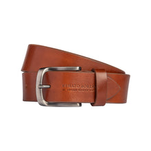 Charger l'image dans la galerie, RB4027S | Men's Belt Made in Italy in Genuine Vegetable-Tanned Leather. Satin Gunmetal Buckle. Cognac Color. Dimensions: 125 x 4.0 x 0.5 cm (waistline 110 cm)-0