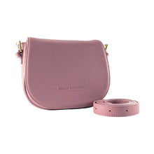 Charger l'image dans la galerie, RB1002AZ | Made in Italy Genuine Leather Shoulder Bag with Removable Leather Shoulder Strap and Shiny Gold Metal Buckle Attachments - Antique Pink Color - Size: 26 x 20 x 10 cm.-0
