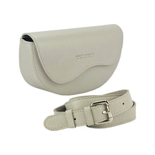 Charger l'image dans la galerie, RB1027BO | Women's Rounded Bandolier Bag in Genuine Leather Made in Italy. Removable and adjustable leather shoulder strap. Polished Nickel hardware - Ice color - Dimensions: 25 x 15 x 9 cm.-0
