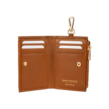 Charger l'image dans la galerie, RB1085S | Women's Wallet Made in Italy in Soft Genuine Sauvage Leather. Matte Gold Metal Hardware. Cognac Color. Dimensions (closed): 8 x 11.5 x 2 cm-1
