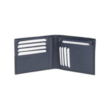 Charger l'image dans la galerie, RB12106D | Men's wallet in genuine full-grain leather, dollar/light grain. Blue color. RFID protection. Size when closed: 12.5 x 9.5 x 2 cm. Packaging: gift box bottom/cover-1
