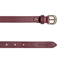 Charger l'image dans la galerie, RB4018X | Women's Belt Made in Italy in Soft Genuine Sauvage Leather. Polished Gold-finish buckle. Burgundy color. Dimensions: 115 x 2.0 x 0.5 cm (waistline 100 cm)-2
