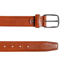 Charger l'image dans la galerie, RB4025S | Men's Belt Made in Italy in Genuine Vegetable-Tanned Leather. Satin Gunmetal Buckle. Cognac Color. Dimensions: 125 x 3.5 x 0.5 cm (waistline 110 cm)-2
