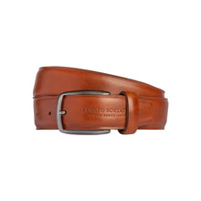 Charger l'image dans la galerie, RB4025S | Men's Belt Made in Italy in Genuine Vegetable-Tanned Leather. Satin Gunmetal Buckle. Cognac Color. Dimensions: 125 x 3.5 x 0.5 cm (waistline 110 cm)-0
