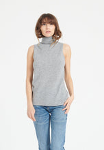 Charger l'image dans la galerie, Pull col roulé sans manches femme en cachemire gris clair - LILLY 13-0
